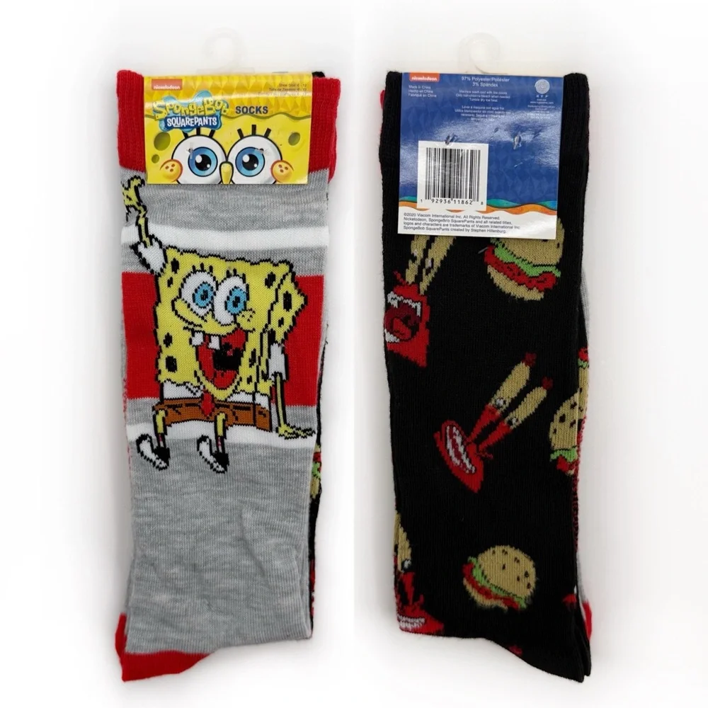 SpongeBob Crew Socks Mens Womens Mr. Krabs Krabby Patties Nickelodeon Y2K Gift